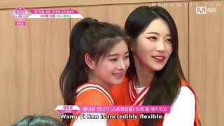 Produce 48  Wang Yiren 왕이런 and Kim Hyunah 김현아 splits scene  English subtitles [upl. by Gnilyarg267]