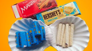 Unboxing Minueto Roll Chocolate amp Hershey Cookies amp Cream  Sweet Treats Review ASMR [upl. by Ecniuq]