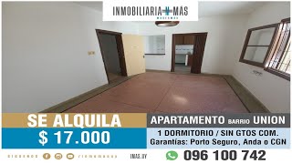 En Alquiler Apartamento de 1 Dormitorio La Unión [upl. by Yeslrahc]