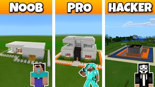 Craftsman NOOB vs PRO vs HACKER SAFEST MODERN HOUSE BUILD CHALLENGE in Craftsman Building Craft [upl. by Ruckman667]