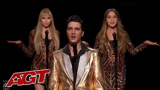 ELVIS Comes Alive To Sing with Simon Cowell Sofia Vergara and Heidi Klum on Americas Got Talent [upl. by Allecnirp]