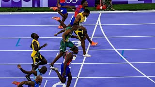 Noah Lyles 100m Final Olympic Highlights Noah Lyles 979 Gold Medal Kishane Thompson Olympic 2024 [upl. by Toffey245]