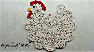 Easy Crochet a Chicken Potholder Decor Only  Bag o day Crochet Tutorial [upl. by Moody]