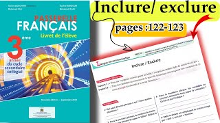 Inclure exclure pages 122123  langue et communication  Passerelle 3AC  exercices  correction [upl. by Orola924]