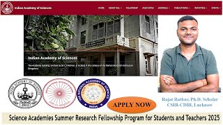 INSANASI IASc Summer Research Fellowship Program 2025 [upl. by Korff]