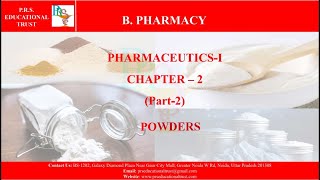 BPHARM 1st YEAR PHARMACEUTICSI UNIT2 POWDERS PARTII BYPROF DR AKHIL SHARMA [upl. by Ecyor]