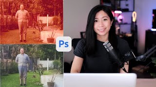 REPAIR OLD PHOTOS IN PHOTOSHOP USING AI  Easy tutorial to restore and colorize old photos [upl. by Naginnarb]