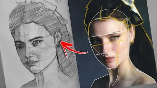 draw a portrait sketch using Loomis method pencil drawing tutorial step by step aartoosh [upl. by Anassor]