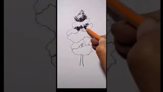 How to draw a tree  how to draw a realistic tree  charcoal pencil tree  shorts art [upl. by Apurk]