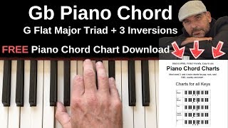 G b Chord Piano  G Flat Major  Inversions Tutorial  FREE Chord Chart [upl. by Pare]