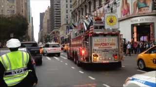 FDNY LADDER 24 RESPONDING WITH SIRENS amp HORNS BLAZING AT W 34TH ST amp 6TH AVE IN MANHATTAN NYC [upl. by Nylrak76]