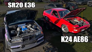 Tandem Drifting SR20 E36 vs K24 AE86 [upl. by Angil]