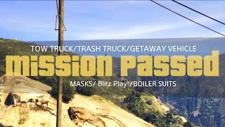 Grand Theft Auto V 51 BLITZ PLAYTOW TRUCKTRASH TRUCKGETAWAY VEHICLEMASKBOILER SUITS FPFA PS5 [upl. by Ellerrehs]