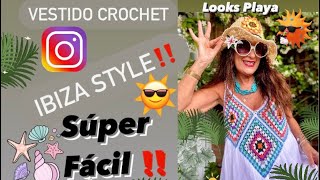 VESTIDO IBICENCOCROCHET SUPER FÁCIL 💯‼️🧶🧶🧶 tejedora crochetfácil moda [upl. by Livvi]