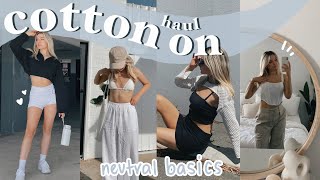 COTTON ON TRY ON HAUL  neutral summer basics you need [upl. by Joiner]