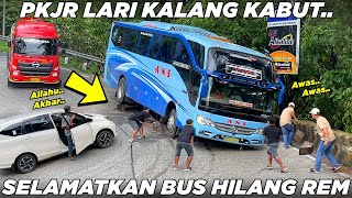 TEREKAM  Detik Detik Bus Hilang Rem PKJR Lari Kalang Kabut Bantu Mengganjal di Sitinjau Lauik [upl. by Elly]