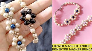 Membuat Konektor Masker Manik² Mutsin Bentuk Bunga  How to Make a Flower Mask Extender from Bead [upl. by Christoph]