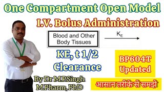 One Compartment Open Model  Intravenous Bolus Administration  Biopharmaceutics  BP604T [upl. by Ahsinaj]