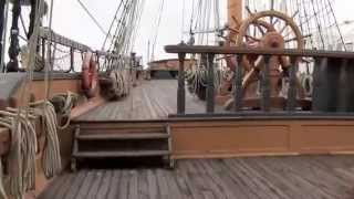 HMS Surprise replica museum tall ship Video Tour [upl. by Kcirredal]