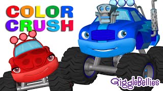 Monster Trucks Crush Colors  Monster Trucks for Kids 1 HOUR  GiggleBellies [upl. by Tuck]