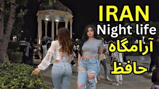 IRAN🇮🇷Night walk in the city of Shiraz Hafez Tombحافظیه [upl. by Ahsemed]