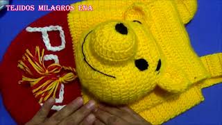 VIDEO COMPLETO de la Mochila o Morral de WINNIE POOH tejido a crochet o ganchillo paso a paso [upl. by Florance902]