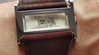 Germanese vintage watch quotJump Hourquot Dugena Digital 230 movement cal Amida 140 Dugena 4400 1970s [upl. by Yonah782]