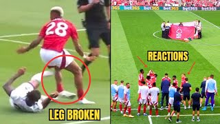 Nottinghams Danilo Horrible Injury vs Bournemouth 😳😢  Leg Broken  Angel Gomes  Fans Reaction [upl. by Eam]