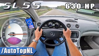 630HP Mercedes SL55 AMG on AUTOBAHN NO SPEED LIMIT by AutoTopNL [upl. by Evaleen235]