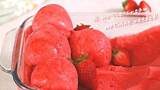 Airy Strawberry Sorbet Without An Ice Cream Maker 🍓 Secret Ingredient [upl. by Nomolos144]