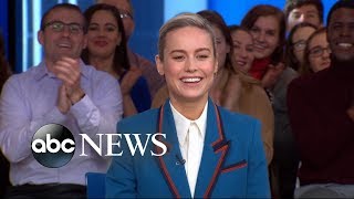 Brie Larson reveals behindthescenes scoop from Captain Marvel  GMA [upl. by Consalve]