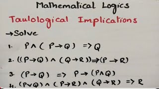 btech maths hub 7050 Tautological Implications MFCS DMS DMGT Mathematical Logics  Problems [upl. by Eniar700]