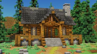 How to Build a Easy Log Cabin  Minecraft Tutorial [upl. by Kenlay]