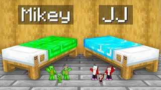 Mikey Family EMERALD vs JJ Family DIAMOND HOUSE INSIDE BED Battle in Minecraft Maizen [upl. by Anialed]