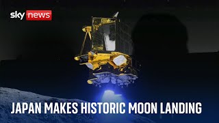 Japan makes historic moon landing but mission remains up in the air [upl. by Ardeahp508]