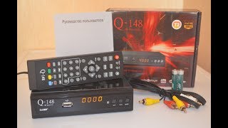 Суперновинка QSat Q148 AC3 Internet DVBT2 Тюнер Т2 распаковка и обзор [upl. by Thoer]