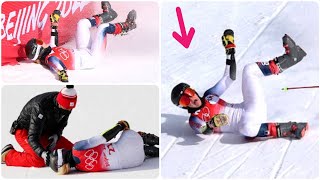 Nina OBrien suffers leg break in giant slalom crash at Winter Olympics 2022 [upl. by Ednarb]