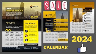 Wall Calendar Design template 2024  Calendar 2024  Free download Calendar 2024 Corporate Calendar [upl. by Ethelred875]