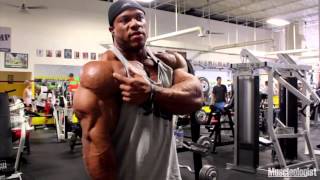 Phil Heath Doing Barbell Front Raises [upl. by Adnar]