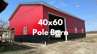 40x60 16’ pole barn using existing 3’ wall of concrete on Bank Barn [upl. by Llekcm]