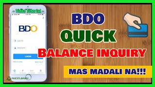 BDO Quick Balance Inquiry How to Enable BDO Online QUICK BALANCE  Mas Madali magcheck ng Balance [upl. by Coumas854]