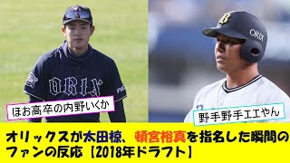 オリックスが太田椋、頓宮裕真を指名した瞬間のファンの反応【2018年ドラフト】 [upl. by Guod]