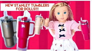 Unboxing Review New Official Stanley Tumblers Mugs Water Bottles  Fit AG American Girl Keychain [upl. by Candis]