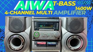 Aiwa SUPER T BASS 4 channel multi amplifier system 1400w PMPO NSXS555 DIGITAL AUDIO SYSTEM woofer [upl. by Janean77]