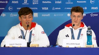 Tom Daley and Noah Williams 10m synchronised SILVER winning press conference 🥈🗼 Paris 2024 Olympics [upl. by Natalee]