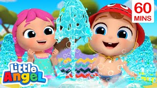 Fun At The Splash Pad Water Park  More Little Angel Kids Songs amp Nursery Rhymes [upl. by Joacima]