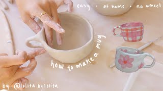 how to make a ceramic mug  no wheel required 🌸 pottery from home [upl. by Asilam]