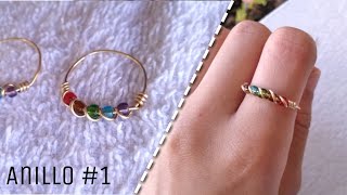 💍Anillo de alambre con mostacillas Estilo arcoiris 🌈  saber talla de anillo Alambrismo  Diy Cute [upl. by Mimi]