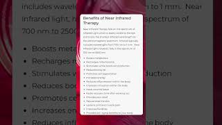 NEAR INFRARED LIGHT THERAPY HEALTH BENEFITS [upl. by Saum]