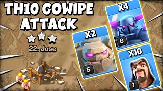 TH10 Gowipe Attack Strategy 2024  Town Hall 10 War Attack Strategy Clash of Clans [upl. by Driskill]